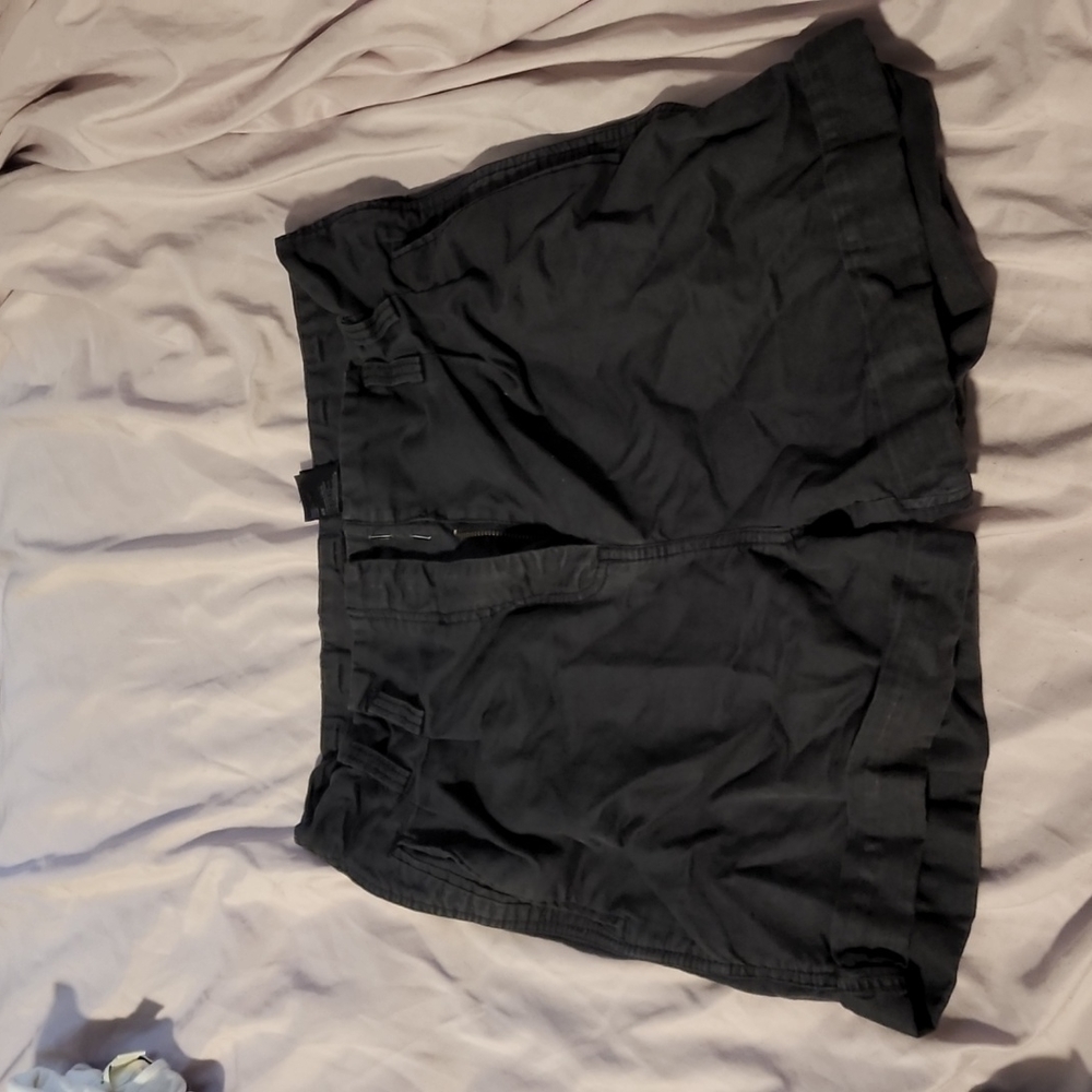 H&M us 6 navy high waisted back pockets paper bag dress shorts folded cuff